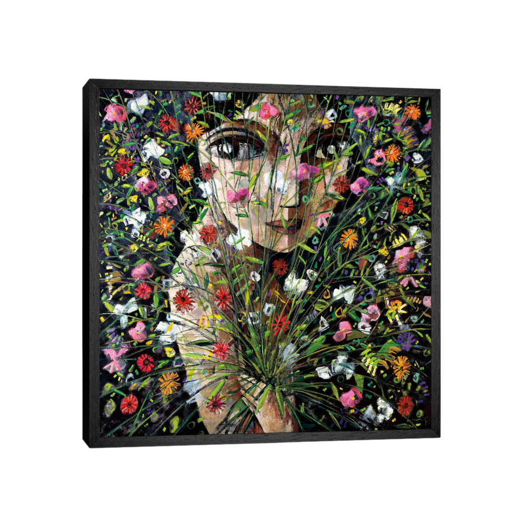 Between The Flowers by Didier Lourenco - Floater Frame Painting on Canvas