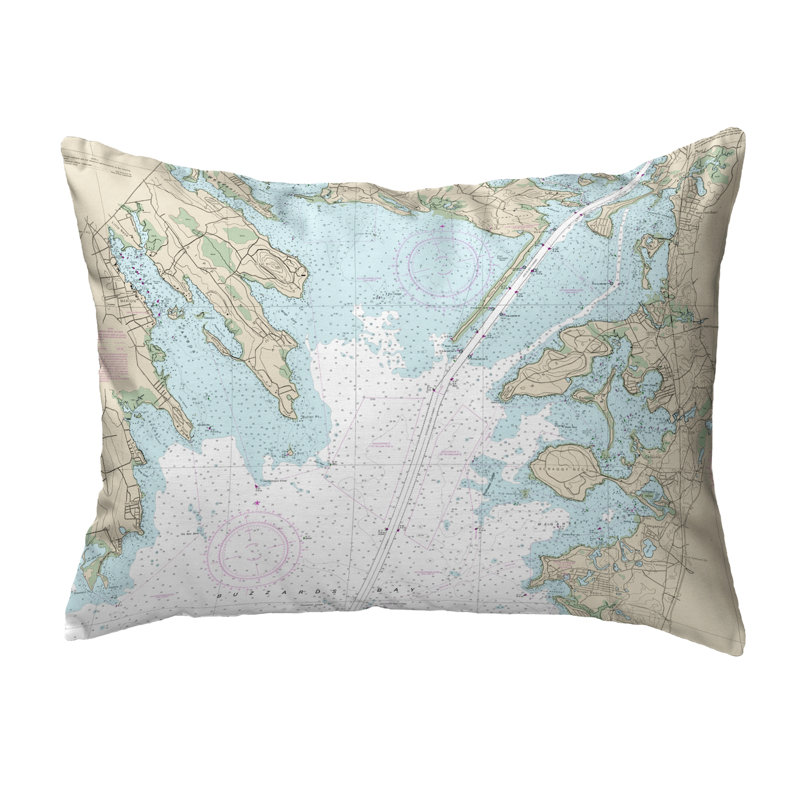 Nautical Map Outdoor Reversible Throw Pillow