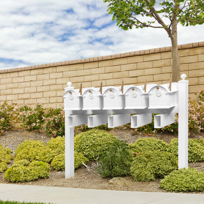 Balmoral Quint Mount Mailbox /w/ Ball Finials, Personalized Door Medallion, Newspaper Box (5 Mailboxes, Posts, 5 Newspaper Boxes, 5 Medallions)