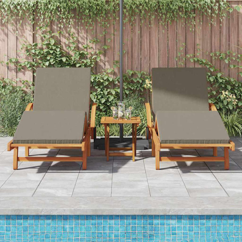 67cm Long Acacia Double Chaise, Taupe