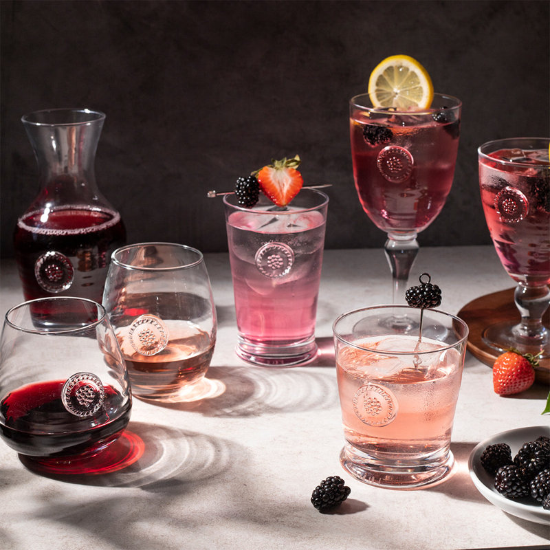 French Country Clear Embossed Goblet Glass