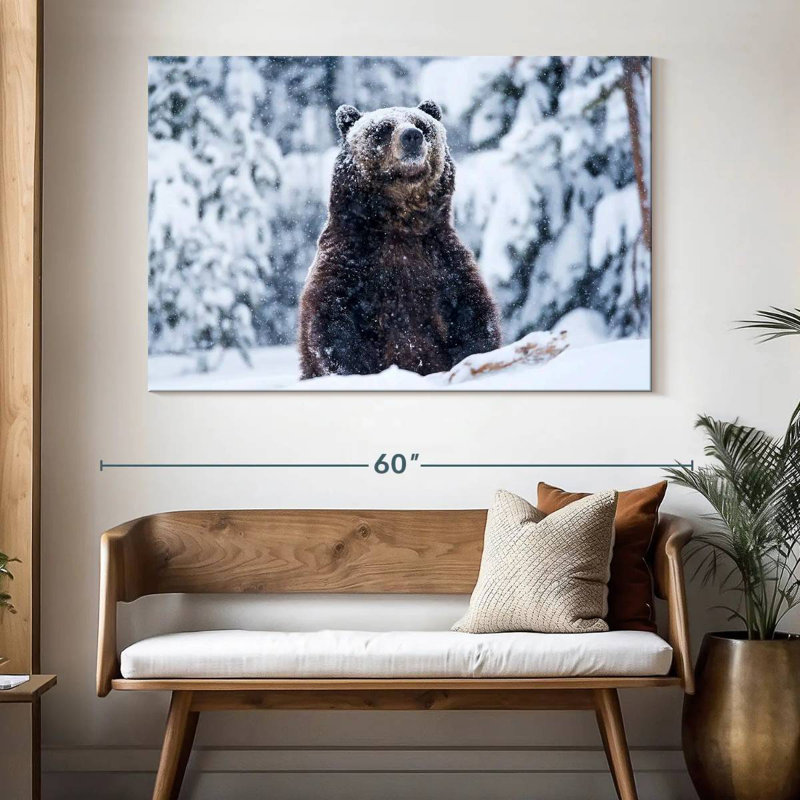 Grizzly dans la neige, H 34 po x l 51 po
