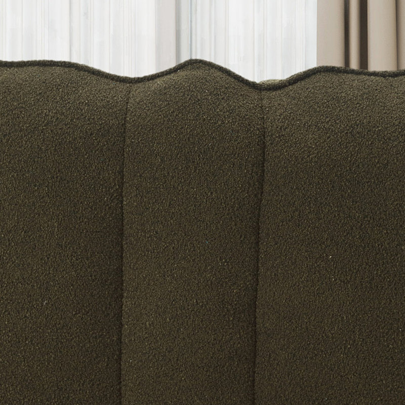 Fauteuil à billes avec repose-pieds en chenille, Chenille vert olive