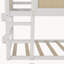 Lit superposé simple au-dessus d'un lit simple avec tablettes de rangement, lit superposé bas avec garde-corps en rotin, blanc, (date d’arrivée prévue 2026/5/26)-335251234