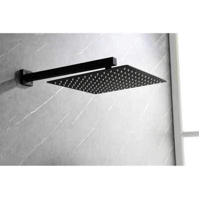 Matte Black Shower System: Head, Hand Shower, Hose, Valve Trim, Lever Handles, Niche - To Damage System With Structure: Rust And Corrosion