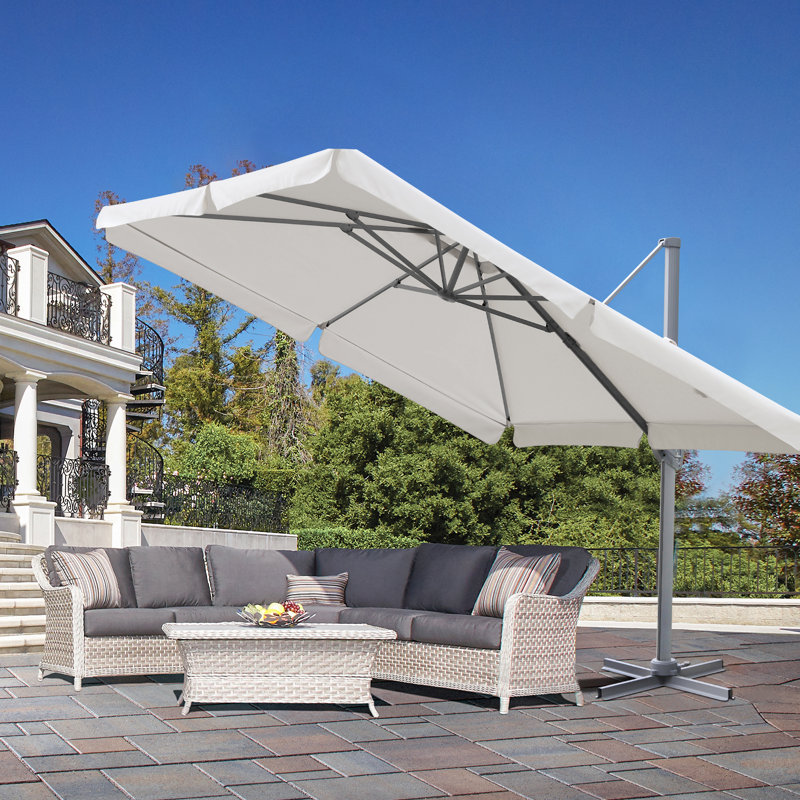 Cadain 300cm X 300cm Rectangular Cantilever Parasol, Cream coloured