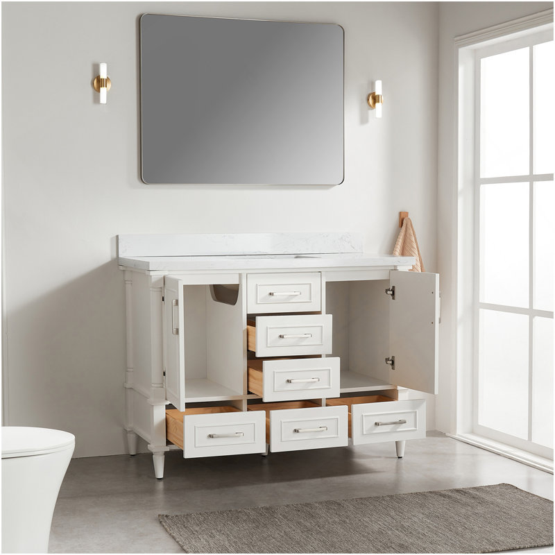 Ensemble de meuble-lavabo simple autoportant de 48 po avec 2 chaises entièrement assemblées