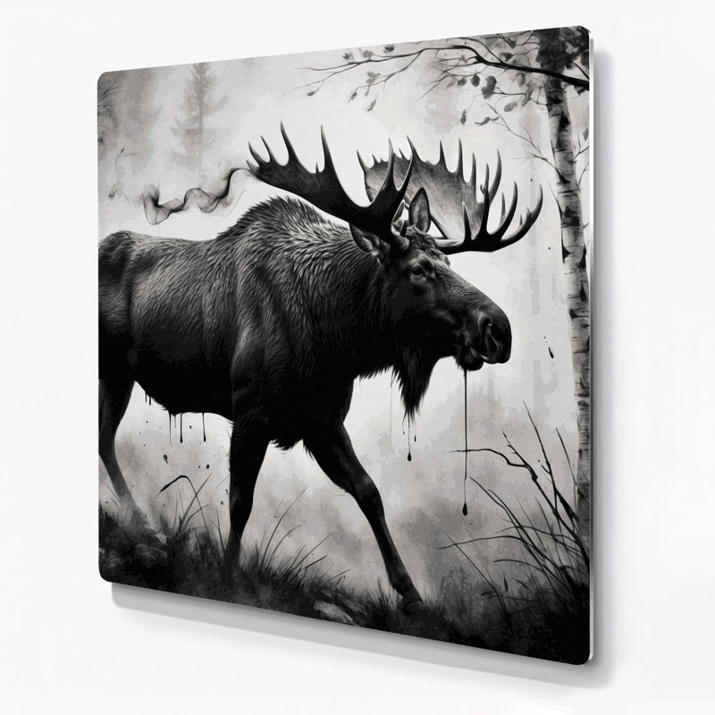 Faune orignal gris, art mural en métal