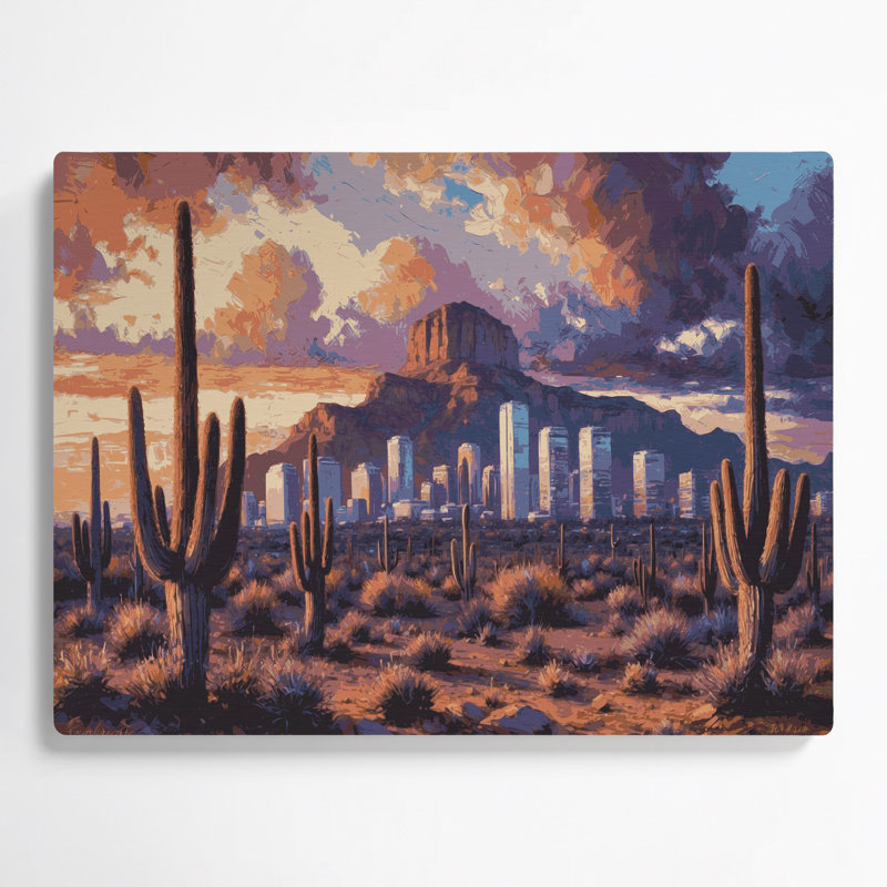 Art mural mauve en villes, Phoenix, H 8 po x l 10 po