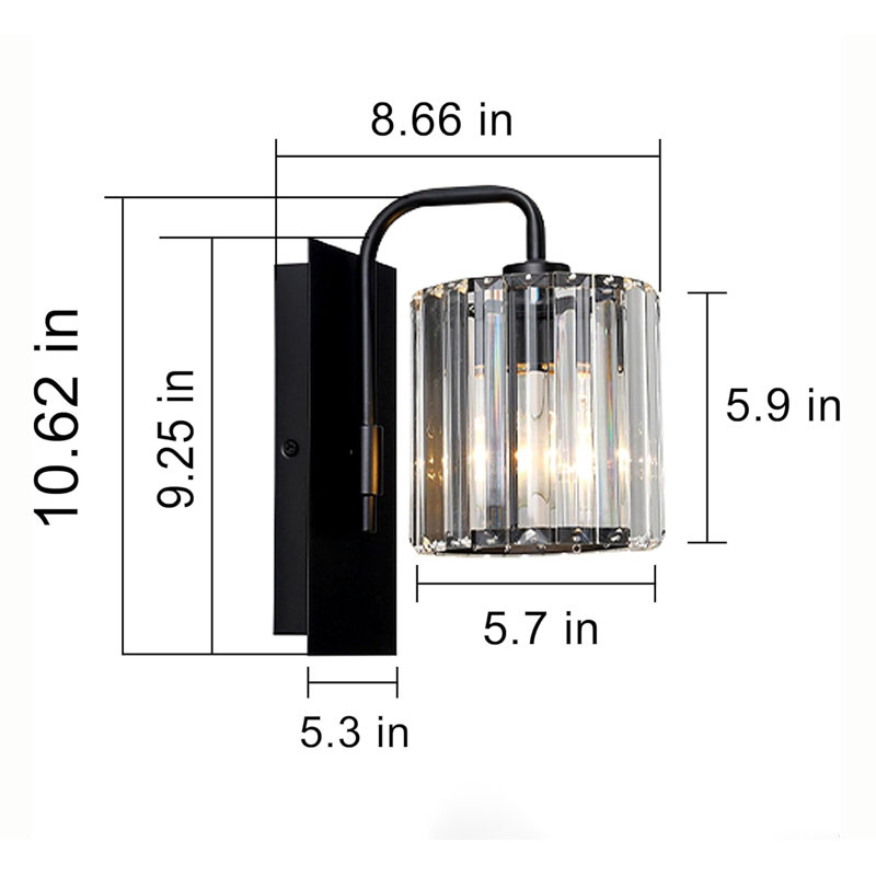Crystal Wall Sconce, Modern Metal And Glass Fixture, Ideal For Any Room