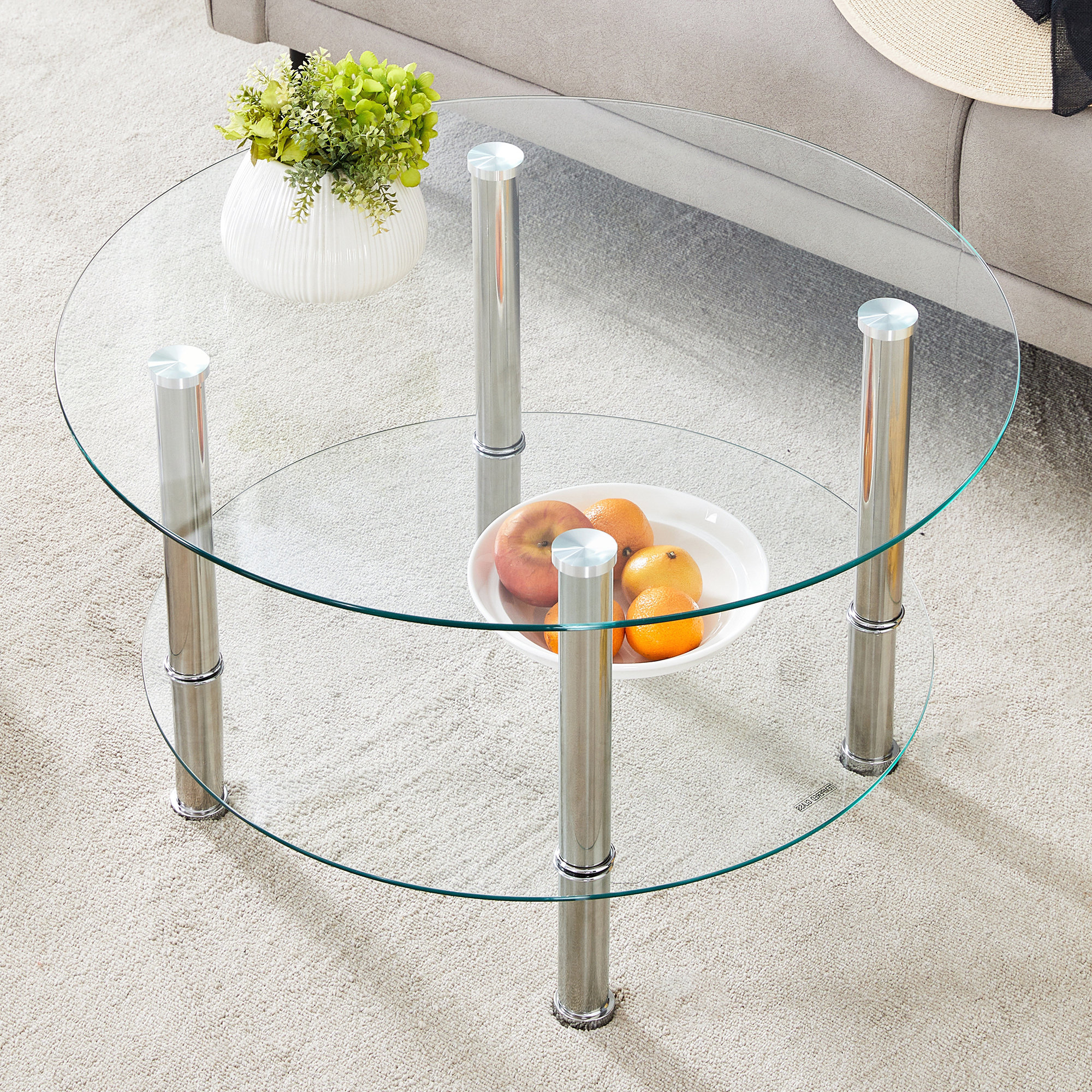 Mercer41 Contemporary Minimalist Double Layer Tempered Glass Coffee