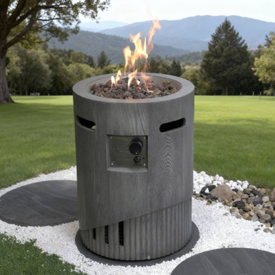 Foyer d'extérieur au gaz rond de 20 pouces en pierre de lave de 2,5 kg avec housse imperméable en pierre de magnésium