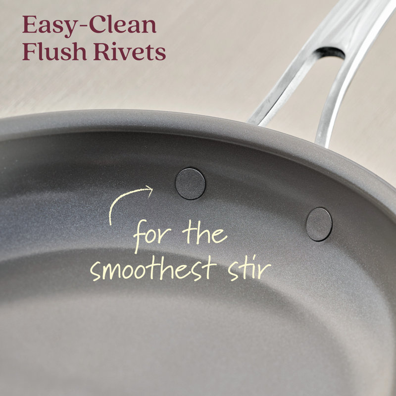 Anolon Everlast Ceramic Nonstick Frying Pan Set, Clad Induction Cookware, 8.5", 10" And 12.25", Stainless Steel