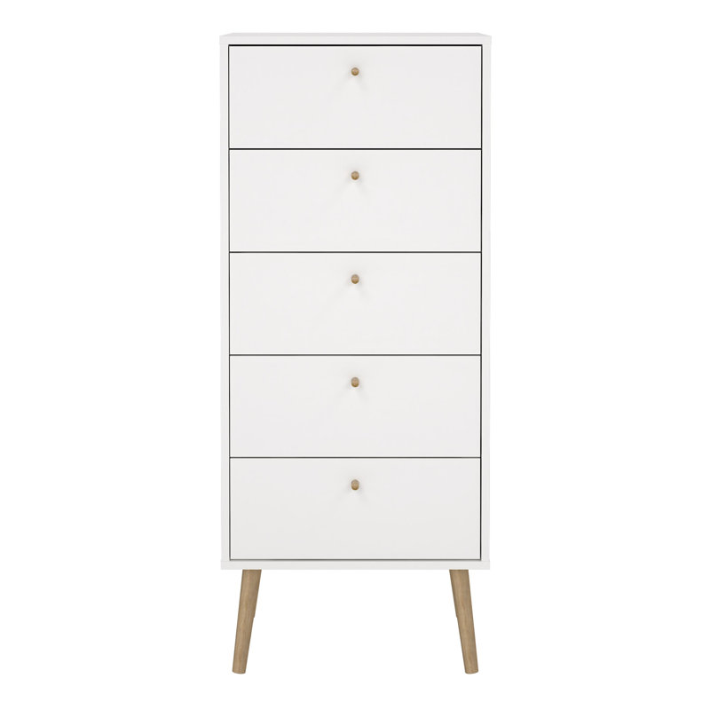Crugers 50.2cm W 5 - Drawer Chest of Drawers, White