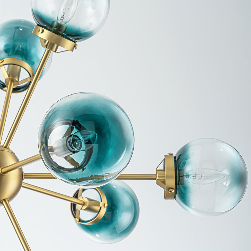 Burness 12 - Light Sputnik Modern Gradient Blue Glass Globe Bubble Dining Chandelier