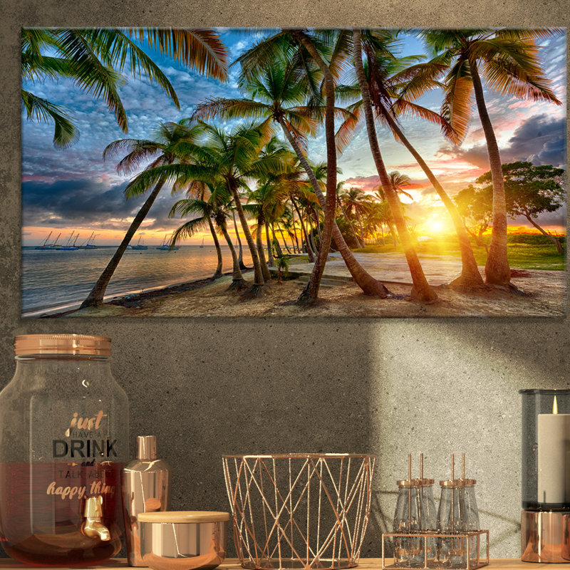 Cocotier-impression d’art graphique sur toile tendue, H 16 po x l 32 po x P 1 po