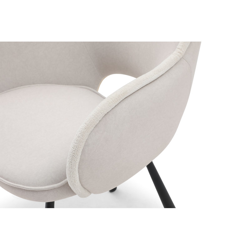 2 Nannore Velvet Upholstered Upholstered Back Armchair, Beige