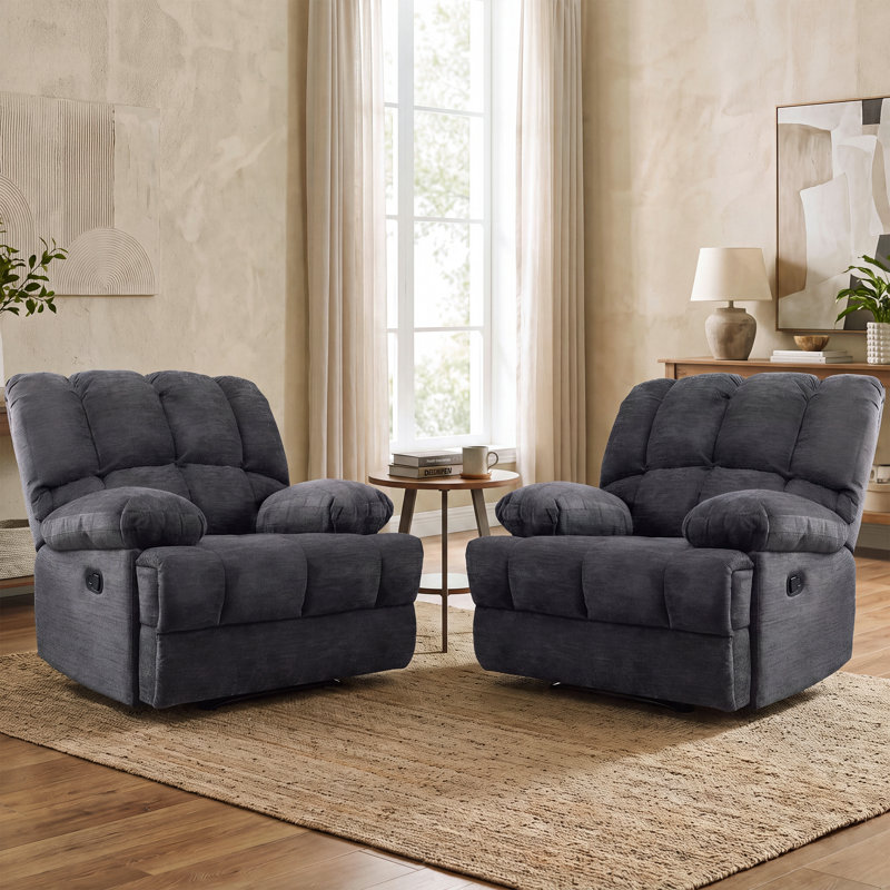 Fauteuil inclinable de 44,5 po de largeur Brisen (ensemble de 2), Gray Chenille