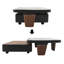 Ensemble de tables basses gigognes 2 pièces 32 "avec plateau en pierre frittée d'aspect travertin, placage de noyer et rangement caché