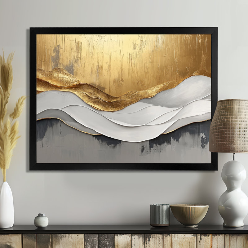 Oplis V - Abstract Large Wall Art, H 30 po x l 40 po, Cadre simple, Noir