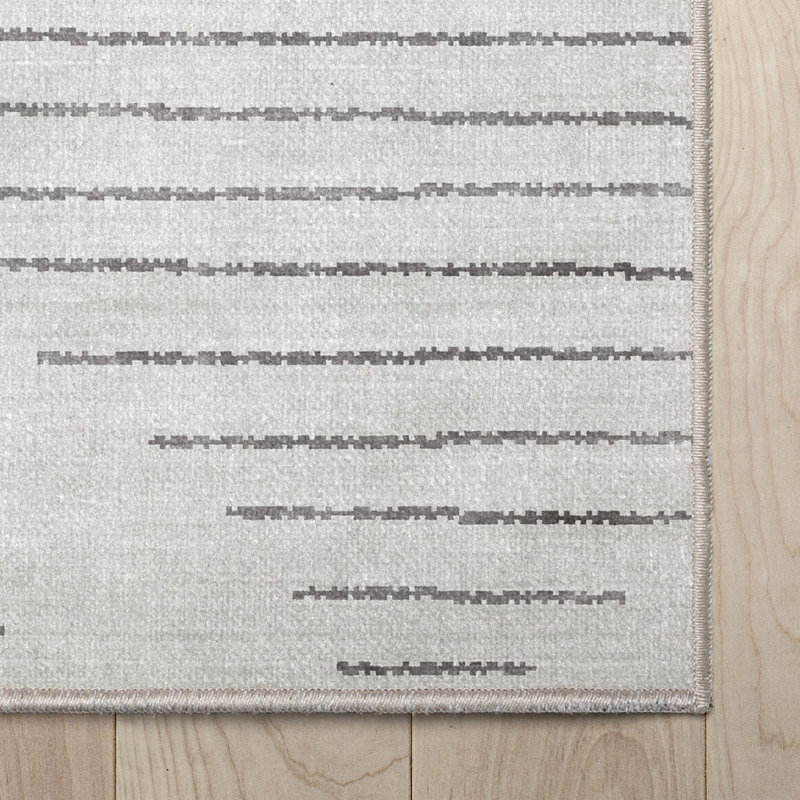 Kehr Moroccan Machine Woven Polyester Area Rug in Gray/White, Runner 2'3" x 7'3" 