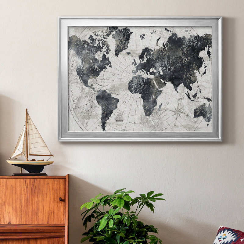 «Modern Atlas», cadre photo, impression sur toile, Argent, H 30,5 po x l 42,5 po x P 1 po