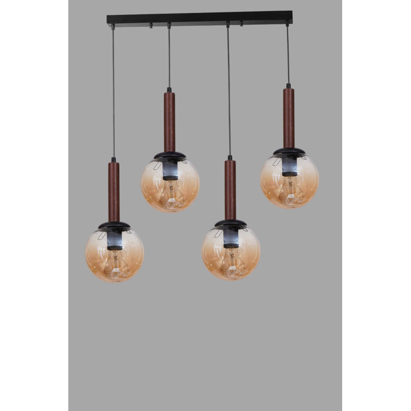 Lustre, Noyer / miel / noir, 4 étages, Quatre lumières