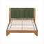Structure de lit grand de style Mid-Century moderne avec tête de lit tapissier incluse, fabrication en bois de pin naturel vert doux