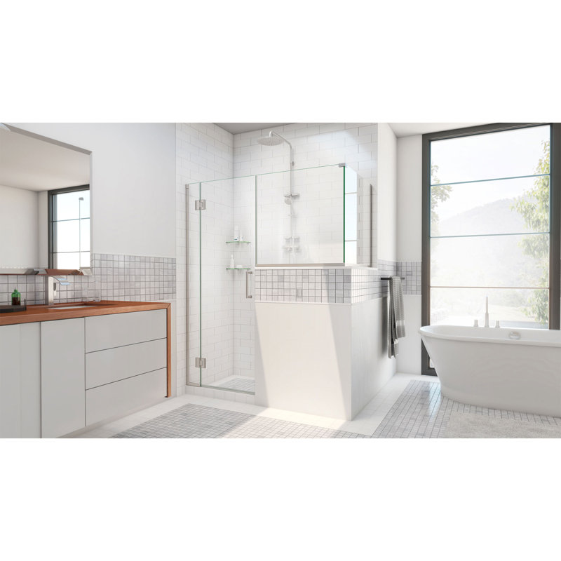 Unidoor-X 57" W x 36.38 D x 72 H Hinged Shower Enclosure, Brushed Nickel