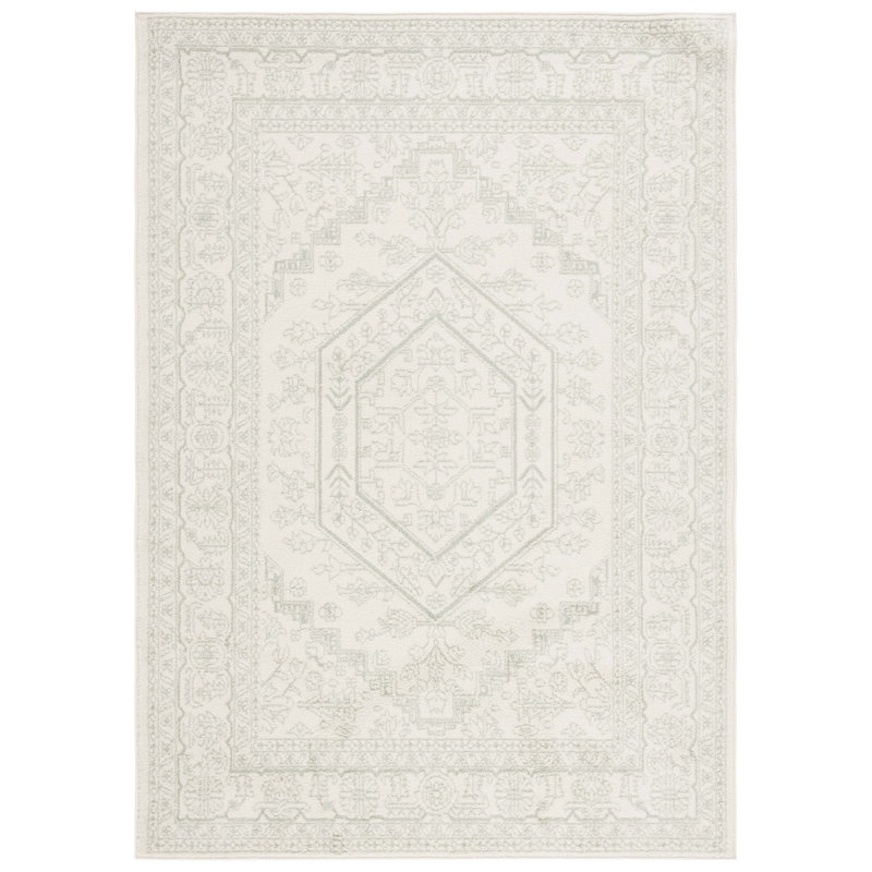 Arrietty Oriental Machine Made Area Rug in Sage/Ivory, Rectangle 4' x 6'
