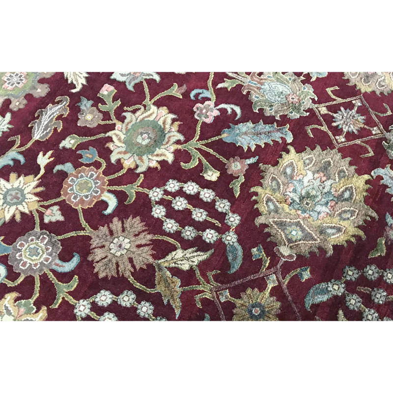 Tapis rouge et beige noué à la main de haute qualité
