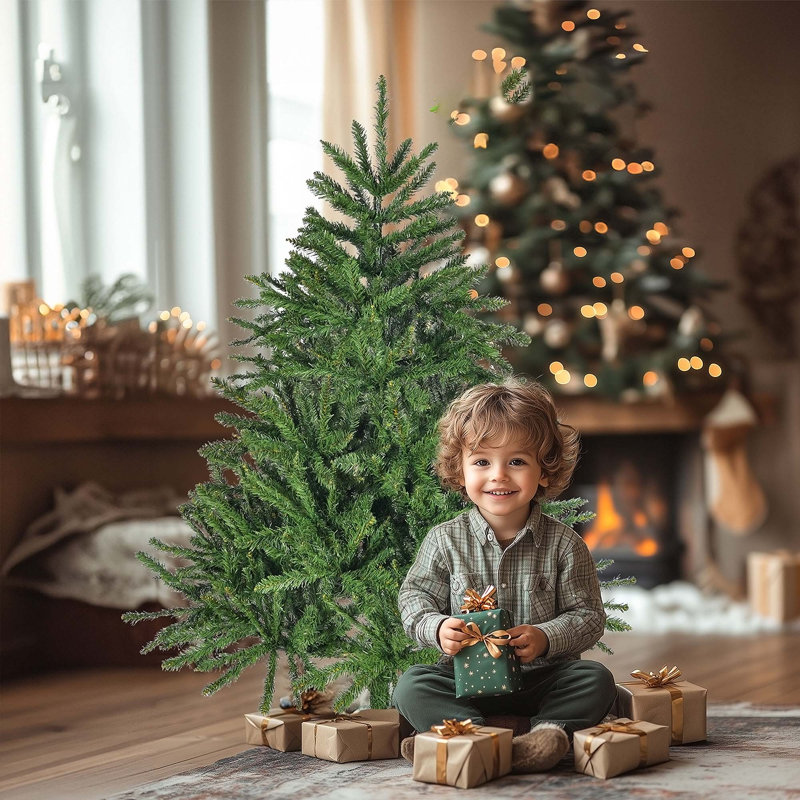 Arbre de Noël artificiel régulier (double) avec aiguilles vertes