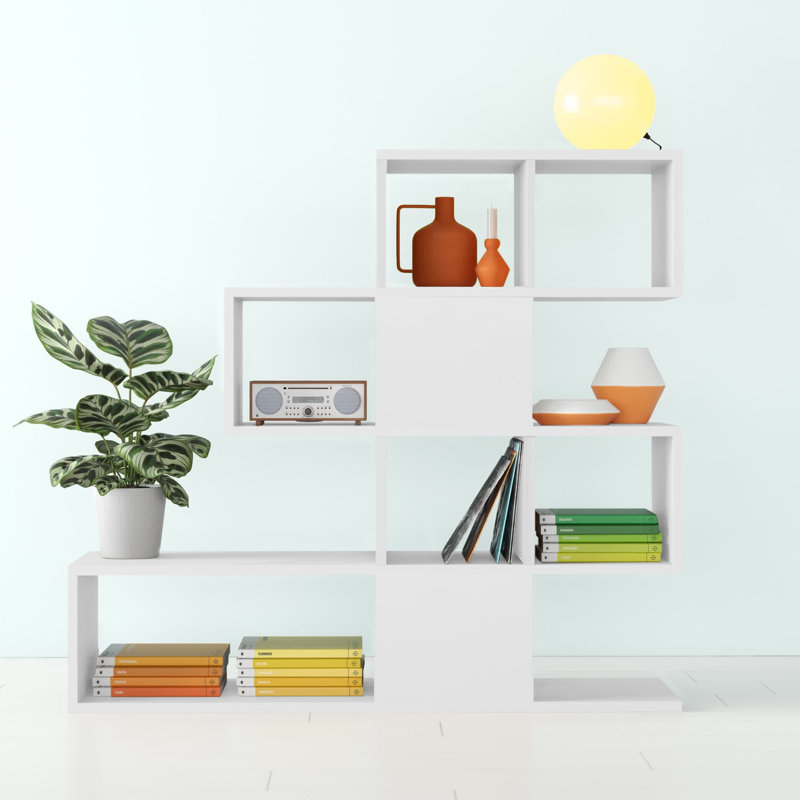 Deddo Geometric Bookcase, White