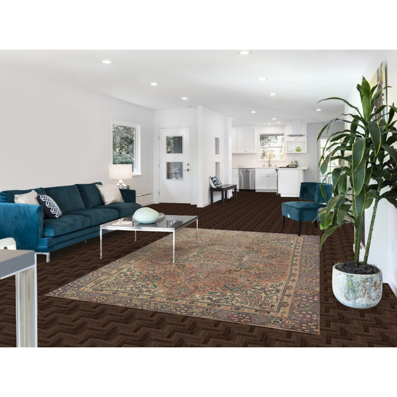 Tapis traditionnel en laine fait à la main à motif floral 6 x 9