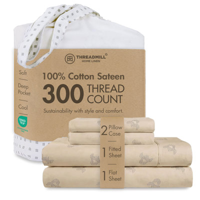300 Thread Count 100% Cotton Jacquard Sheet Set in Sateen Weave
