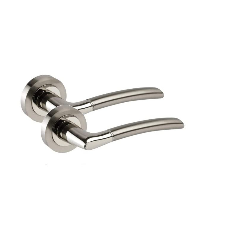 Indiana Style Modern Door Handles on Round Rose in Dual Finish with 3 Lever Lock and 2 Keys