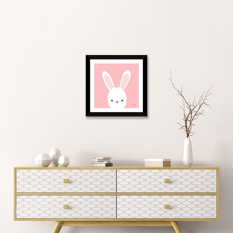 «Cuddly Bunny» par Ann Kelle - impression d'art graphique, H 16 po x l 16 po x p 1 po, Papier encadré noir