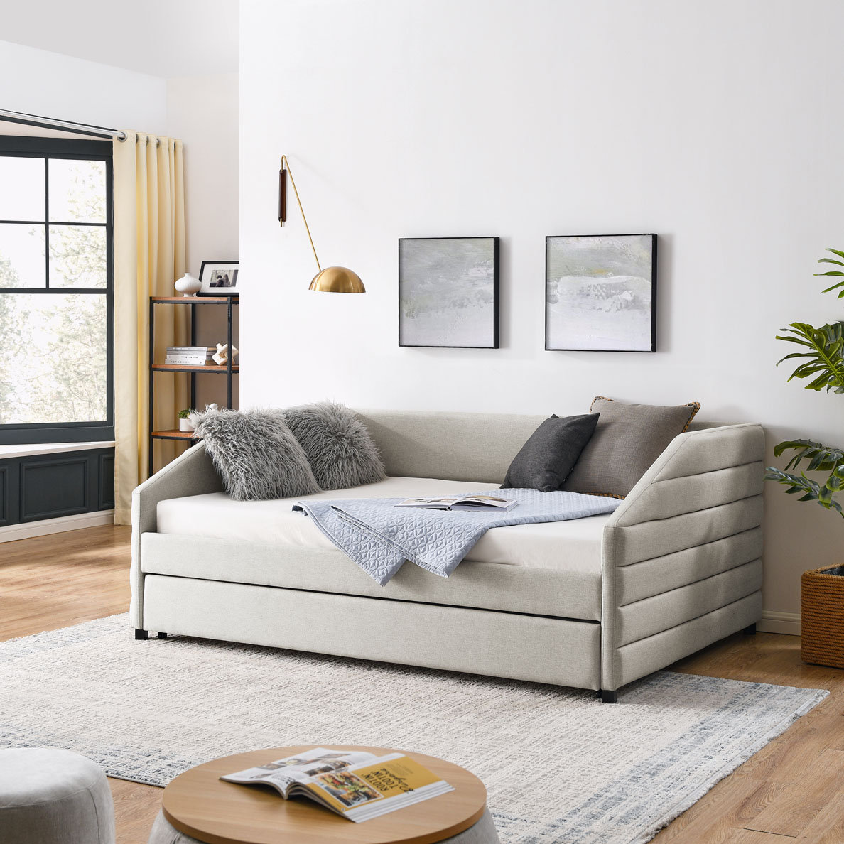 Hokku Designs Linen Upholstery Daybed With Trundle | Wayfair