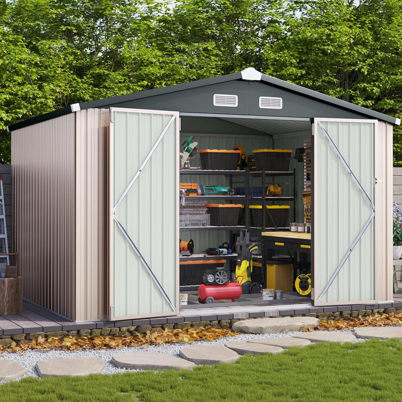 10'x 8' Outdoor Metal Storage Shed with Base, 10'x 8'