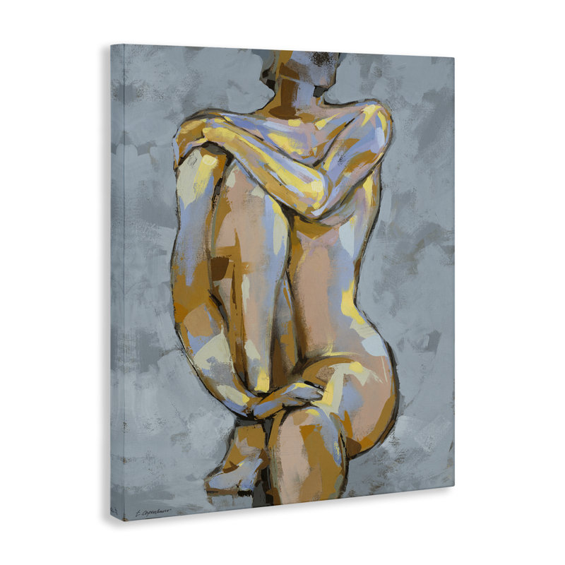 Art moderne sur toile, "Modern Brushed Nude Portrait" par Trevor Copenhaver, H 20 po x l 16 po x P 1,5 po, Toile tendue