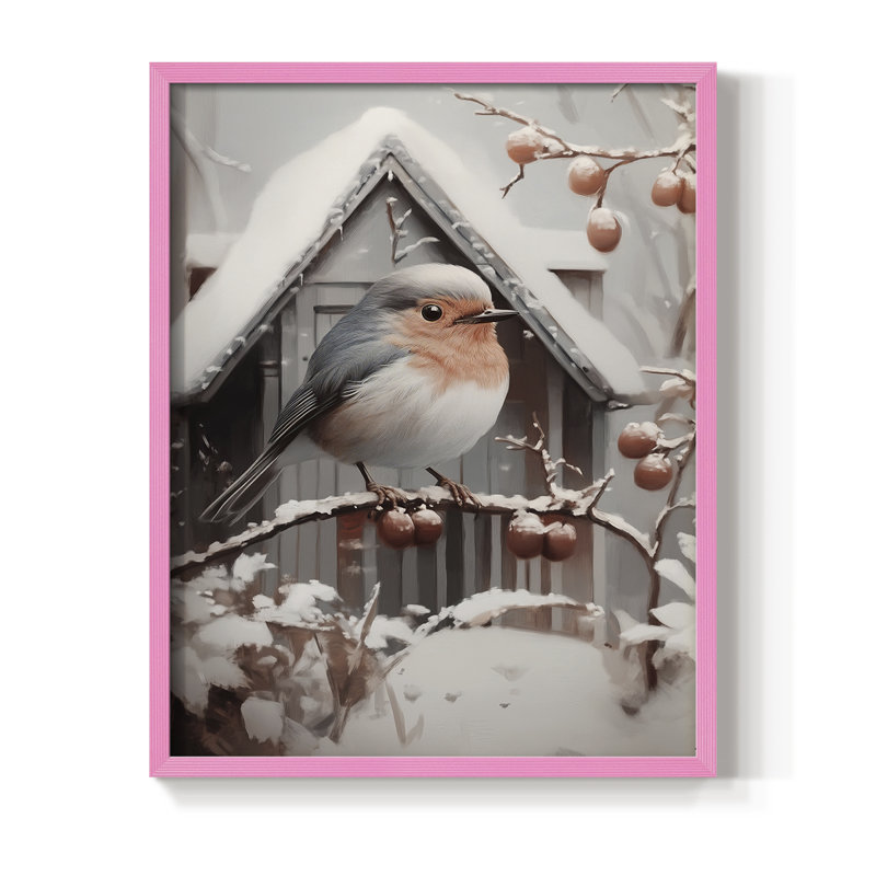«Christmas Holiday Art», série 2-CD XXII, reproduction encadrée - bois massif, H 21 po x l 17 po, Rose
