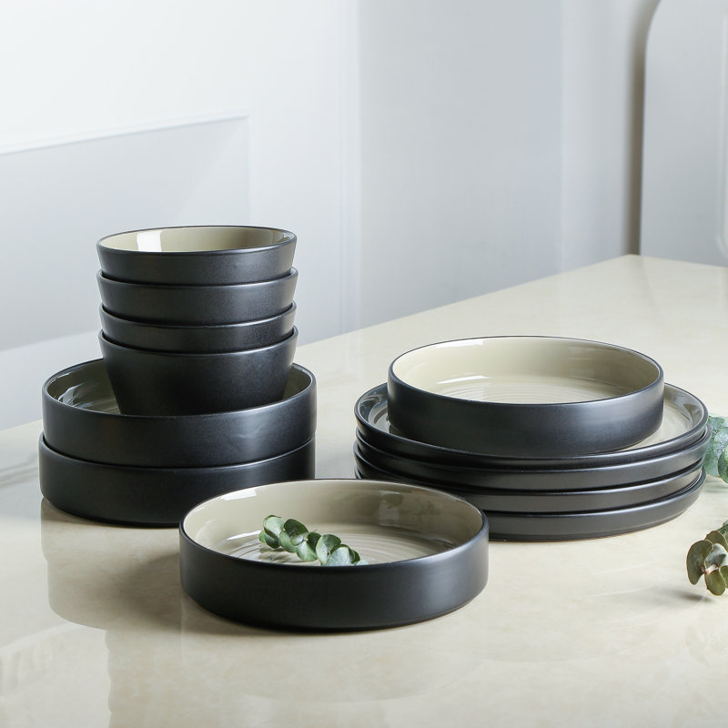 Stone Lain Elica 12-Piece Dinnerware Set Stoneware, Beige