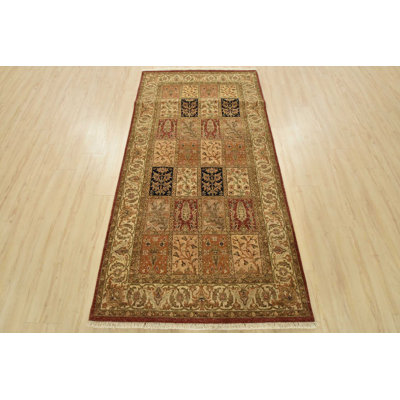 Tapis oriental traditionnel en laine multicolore noué à la main 4 pi x 7 pi 8 po Agra