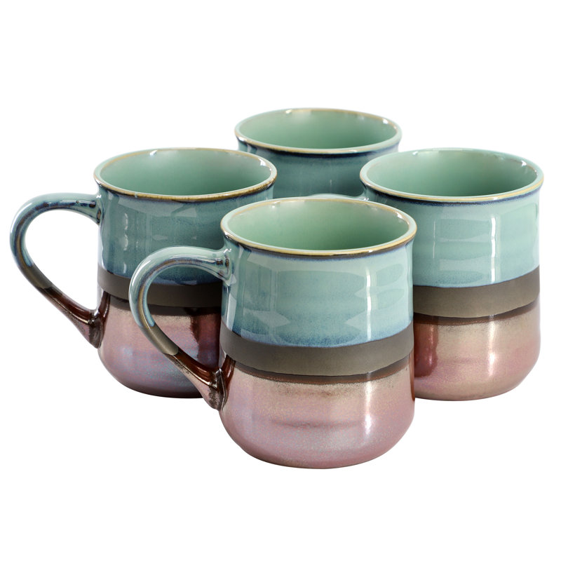 Ensemble de tasses en grès 4 pièces 18 onces Lark Manor ™, Vert