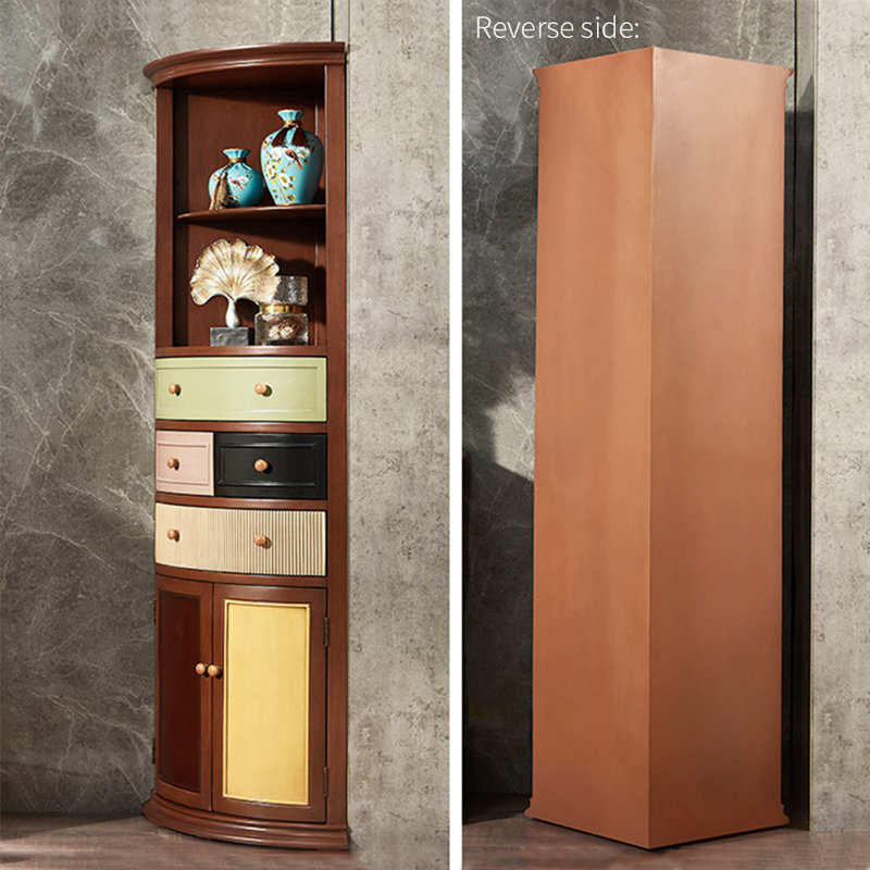 Bibliothèque de coin multifonctionnelle de style américain, Brun
