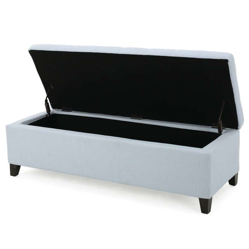Upholstered Storage Ottoman Bench, Entryway Bench, End of Bed Bench, Ottoman Foot Rest for Living Room Bedroom, Light Sky 50.75" Length