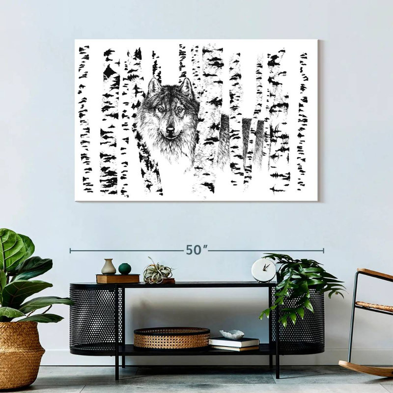 Harnek Birch Tree Forest Wolf, 32'' H x 48'' W
