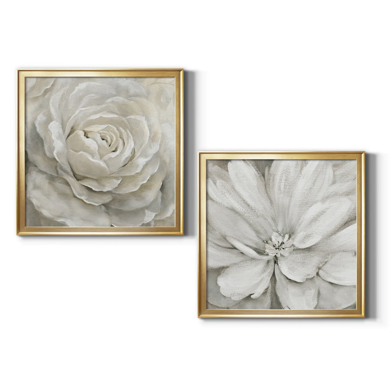 Petal Perfect - ensemble de 2 reproductions d'art, H 17,5 po x l 35 po, Toile avec cadre photo sans passe-partout, Doré