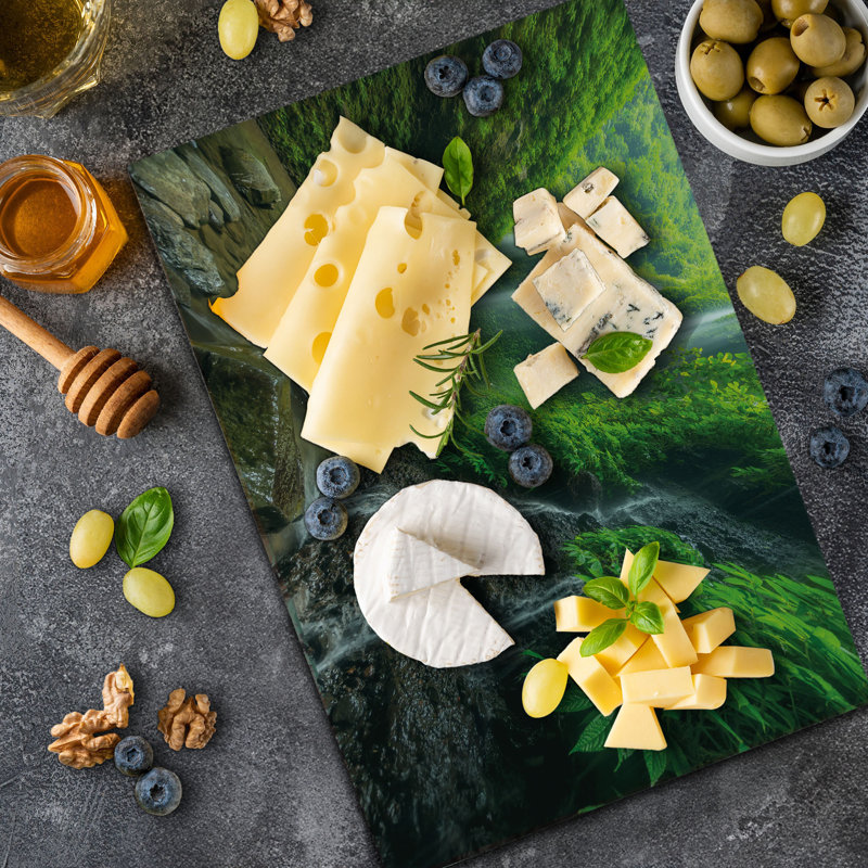 Ambesonne Scenery Cutting Board Large Size Waterfall Forest Green and Brown
