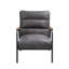 Fauteuil d'appoint en cuir fleur et fer mat